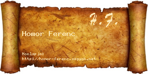 Homor Ferenc névjegykártya